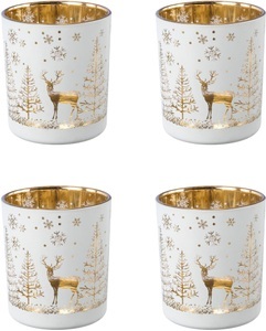 Creativ Deco, Creativ deco Teelichthalter, (4 St.), mit goldfarbener Innenseite, Creativ deco Teelichthalter »Weihnachtsdeko«, (4 St.), mit goldfarbener Innenseite