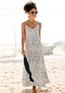 S.Oliver, s.Oliver Maxikleid, mit Alloverdruck und Schleife am Rücken, Sommerkleid, Strandkleid, s.Oliver Maxikleid, mit Alloverdruck und Schleife am Rücken, Sommerkleid, Strandkleid