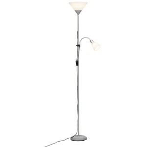Brilliant, Spari - LED-Stehleuchte mit Leselampe, Brilliant Deckenfluter »Spari«, 1 flammig, Leuchtmittel E27 LED wechselbar, LED Stehlampe Lesearm silber/weiss