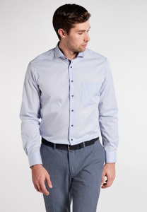 Eterna, ETERNA LANGARM HEMD MODERN FIT BINDUNGSAUFLEGER HELLBLAU KARIERT, 