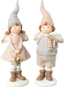 Creativ Deco, Creativ deco Engelfigur »Weihnachtsdeko«, (2 St.), mit niedlichem Gesicht sowie Herz und Geschenk, 