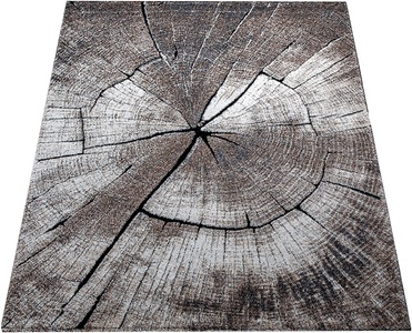 Paco Home Teppich »Rodos 605«, rechteckig, 17 mm Höhe, Kurzflor, Motiv Baumstumpf, Holz, ideal im Wohnzimmer & Schlafzimmer