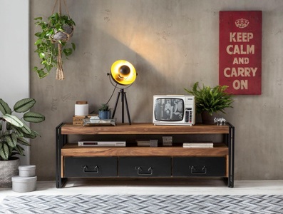 mutoni living, TV-Lowboard Natural Factory natur antikschwarz 160, TV-Lowboard Kuba Vintage natur 160