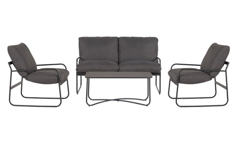 SCHOU, Schou Gartenlounge Theodor Deluxe 4 tlg Schwarz/Grau, Schou Gartenlounge-Set »Theodor Deluxe, Set 4-teilig, Schwarz/Grau«