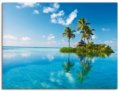 Artland, Artland Wandbild »Tropisches Paradies - Insel Palmen Meer«, Artland Wandbild »Tropisches Paradies - Insel Palmen Meer«, Amerika, (1 St.), als Alubild, Outdoorbild, Leinwandbild, Poster, Wandaufkleber