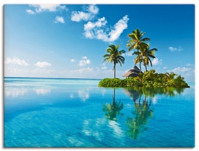 Artland, Artland Wandbild »Tropisches Paradies - Insel Palmen Meer«, Artland Wandbild »Tropisches Paradies - Insel Palmen Meer«, Amerika, (1 St.), als Alubild, Outdoorbild, Leinwandbild, Poster, Wandaufkleber