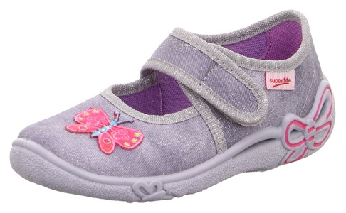 Superfit, Superfit Hausschuh »BELINDA WMS Weiten Schuh Mess System: M III«, mit Schmetterling-Motiv, Klett-Hausschuhe BELINDA - SCHMETTERLING in stone