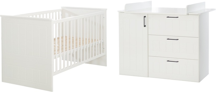 Roba, roba Sparset Sylt, roba® Babymöbel-Set »Sylt«, (Spar-Set, 2 tlg., Kinderbett, Wickelkommode), mit Kinderbett & Wickelkommode; Made in Europe