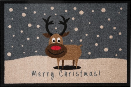 Hanse Home, Fussmatte, »ChristmasReindeer«, Hanse Home, rechteckig, Höhe 7 mm, maschinell getuftet, HANSE Home Fussmatte »Christmas Reindeer, Türmatte«, rechteckig, 7 mm Höhe, In- & Outdoor, Rutschfest, Weihnachten, Waschbar, Wetterfest, Flur