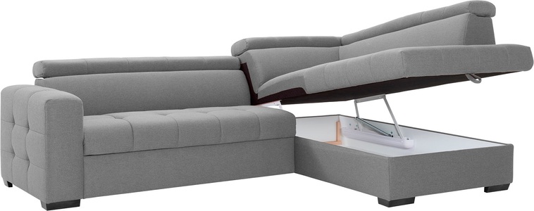 exxpo - sofa fashion, exxpo - sofa fashion Ecksofa, Steppung im Sitzbereich, Wahlweise mit Bettfunktion und Bettkasten, inklusive 3 verstellbaren Kopfstützen, exxpo - sofa fashion Ecksofa »Otusso, L-Form«, Steppung im Sitzbereich, wahlw. mit Bettfunktion u. Bettkasten
