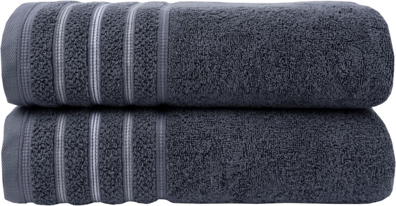 HOME AFFAIRE, Home affaire Handtuch Set »Safien mit Streifenbordüre«, Set, 2 tlg., Frottier, Handtuch oder Badetuch Set, Premium 550gr/m², Bio-Baumwolle, Home affaire Handtuch Set »Safien mit Streifenbordüre«, (Set, 2 St., 2 Duschtücher (70x140 cm), Handtuch oder Badetuch Set, Premium 550gr/m², 100% Baumwolle