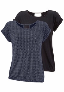 Lascana, LASCANA T-Shirt, LASCANA Kurzarmshirt »mit modischem Cut-Out«, (2er-Pack), aus weichem Viskose-Stretch