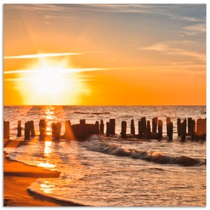 Artland, Artland Küchenrückwand »Schöner Sonnenuntergang am Strand«, Artland Küchenrückwand »Schöner Sonnenuntergang am Strand«, (1 tlg.), Alu Spritzschutz mit Klebeband, einfache Montage