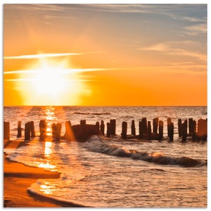 Artland, Artland Küchenrückwand »Schöner Sonnenuntergang am Strand«, Artland Küchenrückwand »Schöner Sonnenuntergang am Strand«, (1 tlg.), Alu Spritzschutz mit Klebeband, einfache Montage