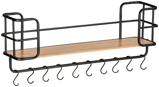 Wenko, WENKO Wandregal »Loft«, BxTxH: 79x19,5x28 cm, Bambus/Matall, WENKO Wandregal »Loft«, 1 Etage + Aufhängemöglichkeiten