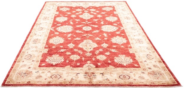 MorgenLand, morgenland Wollteppich »Ziegler Teppich handgeknüpft rot«, rechteckig, 6 mm Höhe, 