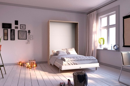 Wimex, Wimex Schrankbett »Juist«, MID.YOU Schrankbett 140/200 cm weiss, eichefarben , Juist , Metall , Birke , Schichtholz , 140 cm , Dekorfolie,Echtholz,Nachbildung , Federholzleisten verleimt , 001787055918