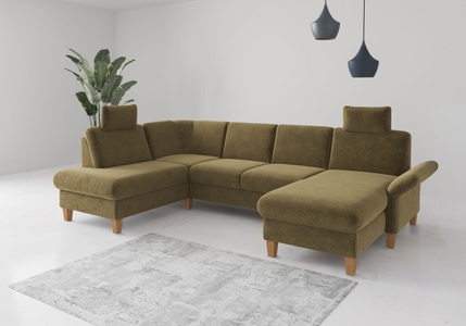 Home affaire Wohnlandschaft »Rochelle, U-Form«, optional mit Armteilverstellung, mit Bettfunktion & Bettkasten