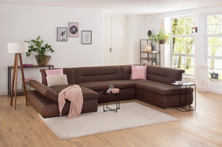 my home Wohnlandschaft »Avesa«, Wahlweise mit Armteilverstellung und Bettfunktion, B/T/H: 355/216/80 cm