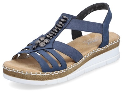 Rieker, Rieker Riemchensandale, mit modischen Schmuckelementen, Rieker Riemchensandale, Sommerschuh, Sandalette, Keilabsatz, mit modischen Schmuckelementen