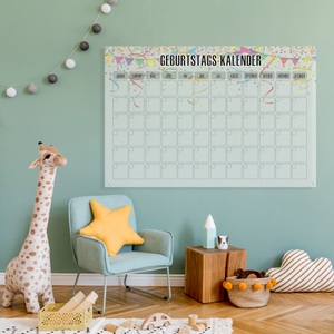 QUEENCE, queence Wanddekoobjekt »Happy Birthday«, queence Wanddekoobjekt »Happy Birthday«, (1 St.), Geburtstagskalender, Kinder, Wandkalender, Acrylglas, zum beschriften