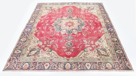 MorgenLand, morgenland Wollteppich »Täbriz Teppich handgeknüpft rot«, rechteckig, 8 mm Höhe, morgenland Wollteppich »Täbriz Teppich handgeknüpft rot«, rechteckig, 8 mm Höhe