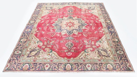 MorgenLand, morgenland Wollteppich »Täbriz Teppich handgeknüpft rot«, rechteckig, 8 mm Höhe, morgenland Wollteppich »Täbriz Teppich handgeknüpft rot«, rechteckig, 8 mm Höhe