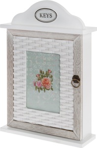 HOME AFFAIRE, Home affaire Schlüsselkasten »Saskia«, Myflair Möbel & Accessoires Schlüsselkasten »Saskia, weiss«, mit 6 Haken, Shabby Optik