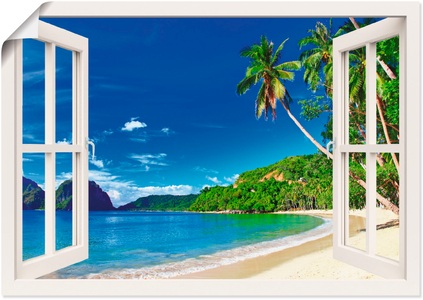 Artland, Artland Wandbild »Fensterblick Paradies«, Artland Wandbild »Fensterblick Paradies«, Fensterblick, (1 St.), als Alubild, Outdoorbild, Leinwandbild, Poster, Wandaufkleber