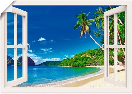 Artland, Artland Wandbild »Fensterblick Paradies«, Artland Wandbild »Fensterblick Paradies«, Fensterblick, (1 St.), als Alubild, Outdoorbild, Leinwandbild, Poster, Wandaufkleber