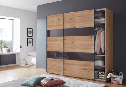 Wimex, Wimex Schwebetürenschrank »Altona«, Wimex Schwebetürenschrank »Altona«, mit Glaselementen und zusätzlichen Einlegeböden