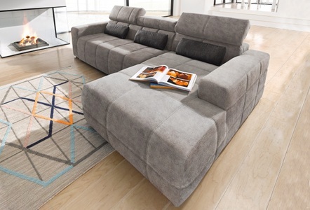 DOMO collection, DOMO collection Ecksofa, DOMO collection Ecksofa »Brandon grosse Ausführung B/T/H: 289/177/80 cm, auch in Leder und Cord«, mit Kopfteilverstellung, wahlweise Sitztiefenverstellung, L-Form