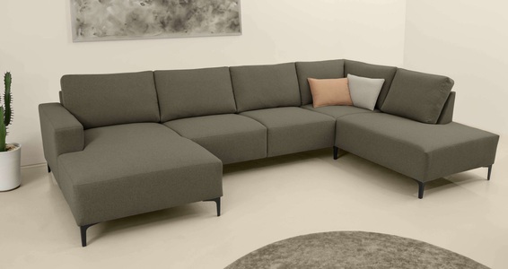 HOME AFFAIRE, Home affaire Wohnlandschaft »Tournon U-Form, XXL Sofa, Breite 333 cm, Webstoff, Chenille«, Designsofa im nordischen Stil, Wellenunterfederung, Metallfüsse, Home affaire Wohnlandschaft »Tournon U-Form, XXL Sofa, Breite 333 cm, Webstoff, Chenille« Designsofa im nordischen Stil, Wellenunterfederung, Metallfüsse