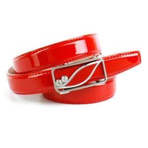 ANTHONI CROWN, Anthoni Crown Lackledergürtel in Rot mit Kristall-Glas-Schnalle, 