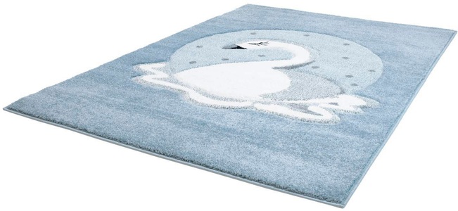 Carpet City, Kinderteppich, »Bueno Kids 1315«, Carpet City, rechteckig, Höhe 13 mm, maschinell gewebt, Carpet City Kinderteppich »Bueno Kids 1315«, rechteckig, 13 mm Höhe, Spielteppich, Schwan, 3D-Effekt, Weicher Flor, Pflegeleicht