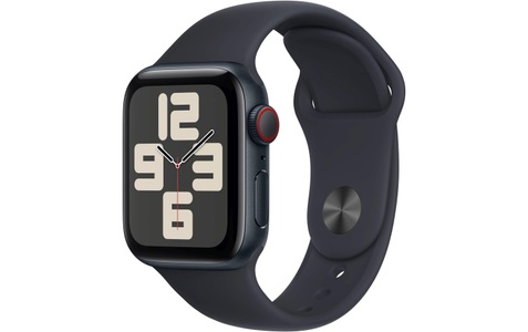 Apple, APPLE Watch SE (GPS + Cellular) 40 mm - Smartwatch (S/M 130-180 mm, Fluorelastomer, Mitternacht/Mitternacht), 