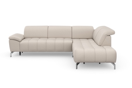 sit&more Ecksofa »Cool«, wahlweise mit Kopfteilverstellung und Vorziehsitz, motorisch,mit silberfarbenen Füssen