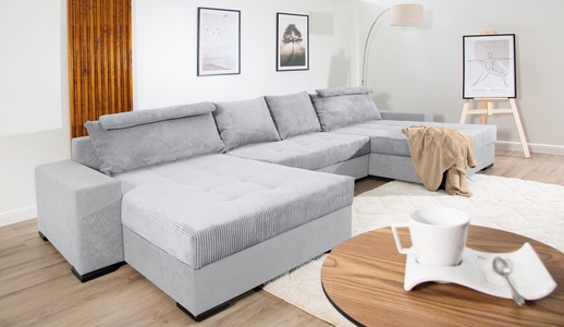 COLLECTION AB, COLLECTION AB Wohnlandschaft »XXXL-Josy Relax U-Form Breite 352 cm, mit 2 gleich grossen Recamieren«, inkl. Bettfunktion, Bettkasten, mit 4 Rückenkissen in zwei Grössen, COLLECTION AB Wohnlandschaft »Josy XXXL-Relax U-Form, B: 352 cm« mit Bettfunktion, Bettkasten & 2 Nackenkissen, Federkern