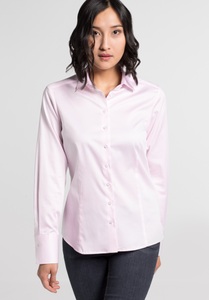 Eterna, ETERNA Langarm Bluse »MODERN CLASSIC«, Satin Shirt Bluse in rosa unifarben