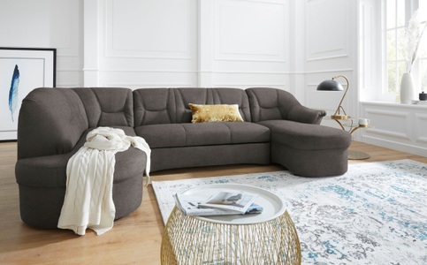 DOMO collection, DOMO collection Wohnlandschaft »Sarafina«, wahlweise mit Bettfunktion, optional mit Federkern, DOMO collection Wohnlandschaft »Sarafina, zeitlos und komfortabel, optional mit Federkern, U-Form« wahlweise mit Bettfunktion