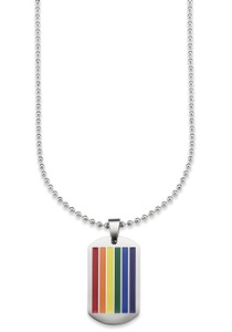 Bruno Banani, Bruno Banani Kette mit Anhänger »Regenbogen, B4074N/20/00/55«, mit Epoxidharz, Bruno Banani Kette mit Anhänger »Schmuck Geschenk, Halskette Regenbogen Dog Tag, Kugelkette«, mit Epoxidharz