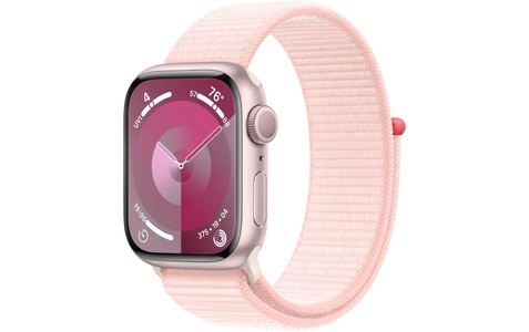 Apple, APPLE Watch Series 9 (GPS, Alu) 41 mm - Smartwatch (Stufenlos verstellbar, Textil (Carbon Neutral), Rosé/Hellrosa), Apple Smartwatch »Series 9, GPS, Aluminium-Gehäuse mit Sport Loop Armband«, Watch OS 10, 64 GB,)