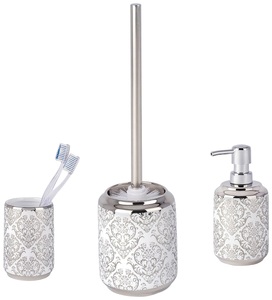 Wenko, WENKO Badaccessoires-Sets »Barrok«, Zahnputzbecher, Seifenspender & WC-Garnitur, WENKO Badaccessoire-Set »Barrok«, (Set, 4 tlg.), Zahnputzbecher, Seifenspender & WC-Garnitur