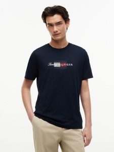 Tommy Hilfiger, Tommy Hilfiger T-Shirt "SCRIPT FLAG REGULAR TEE" aus Jersey mit Flag-Grafik