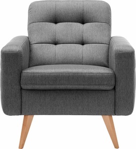 exxpo - sofa fashion, exxpo - sofa fashion Sessel, exxpo - sofa fashion Sessel »Nappa, Loungesessel mit aktueller Rückensteppung, bequem und modern«, hohe Holzfüsse
