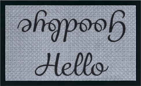 Hanse Home, Hanse Home - Fussmatte - 45 x 75 cm - Grau und Schwarz, Home affaire Fussmatte »Hello, Türmatte«, rechteckig, 5 mm Höhe, mit Spruch, Schrift-Design, waschbar, robust, pflegeleicht, rutschfest