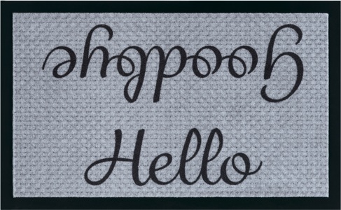 Hanse Home, Hanse Home - Fussmatte - 45 x 75 cm - Grau und Schwarz, Home affaire Fussmatte »Hello, Türmatte«, rechteckig, 5 mm Höhe, mit Spruch, Schrift-Design, waschbar, robust, pflegeleicht, rutschfest