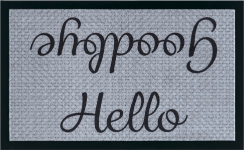 Hanse Home, Hanse Home - Fussmatte - 45 x 75 cm - Grau und Schwarz, Home affaire Fussmatte »Hello, Türmatte«, rechteckig, 5 mm Höhe, mit Spruch, Schrift-Design, waschbar, robust, pflegeleicht, rutschfest