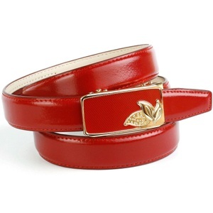 ANTHONI CROWN, Anthoni Crown Ledergürtel mit Automatik Glas-Schnalle in Rot, 