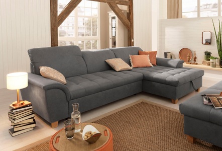 HOME AFFAIRE, Home affaire Ecksofa »Lyla«, mit Recamiere, wahlweise mit Rückenfunktion und zusätzlich mit Bett + Bettkasten, Home affaire Ecksofa »Lyla fester Sitzkomfort, bequeme Armlehnen, Breite 279cm, L-Form« mit Recamiere, wahlweise mit Rückenfunktion und zusätzlich mit Bett